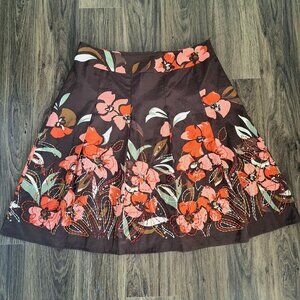 💙 Talbots Silk Cotton Pleated Floral Midi Skirt Size 16 Preppy Fall Cottage